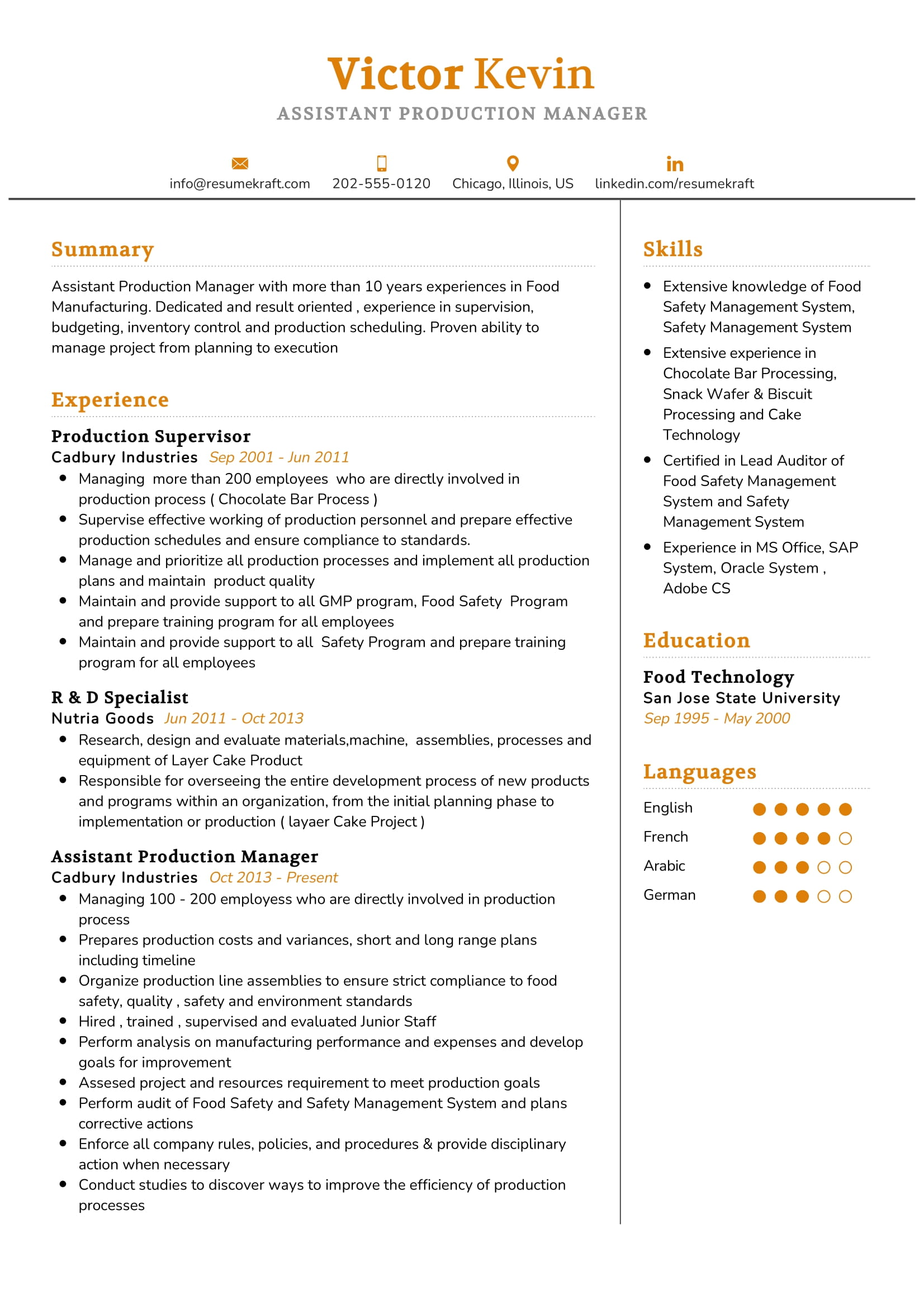 Assistant Production Manager Resume In 2024 Resumekraft 