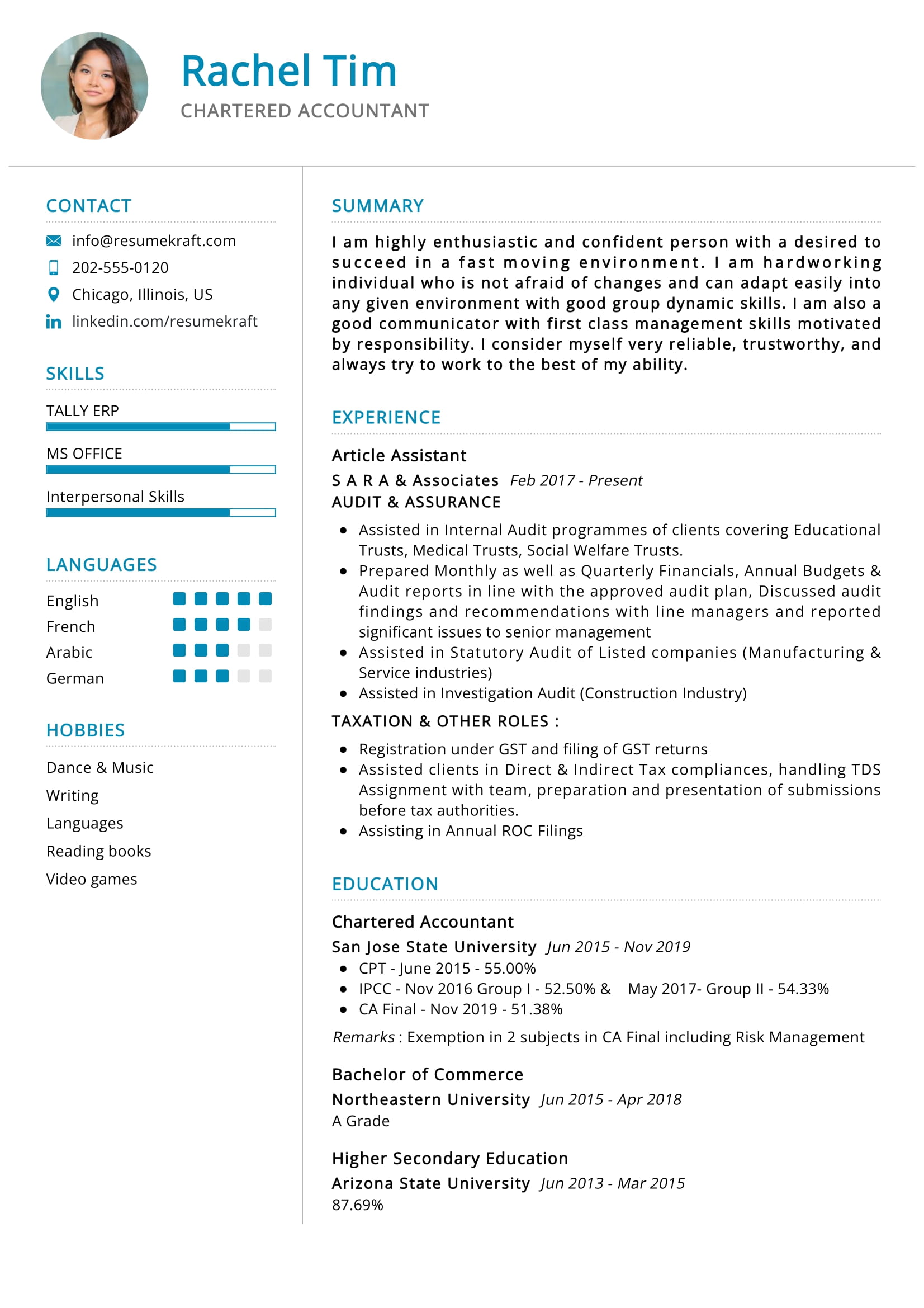 resume format for ca professional