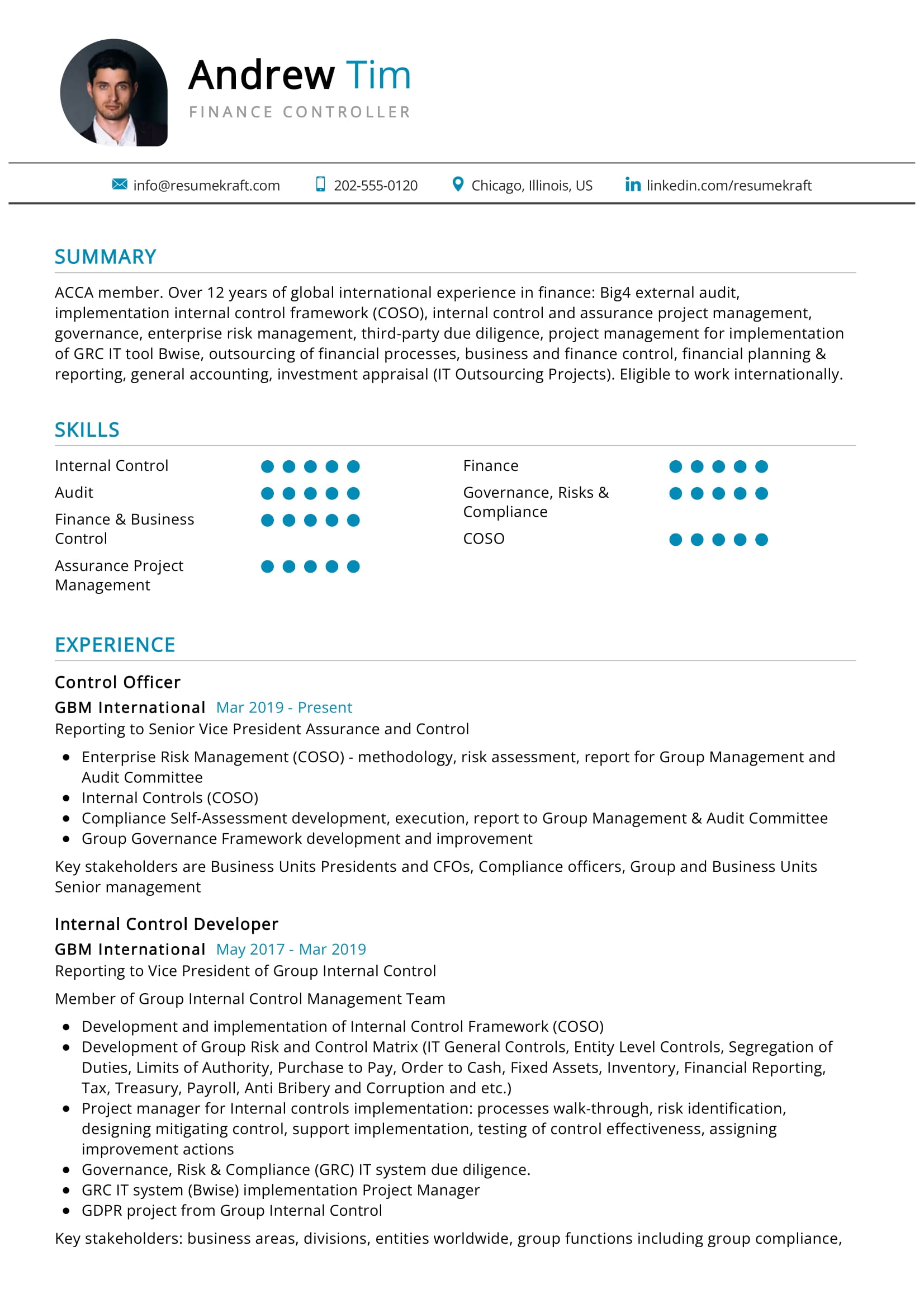 Finance Controller Resume