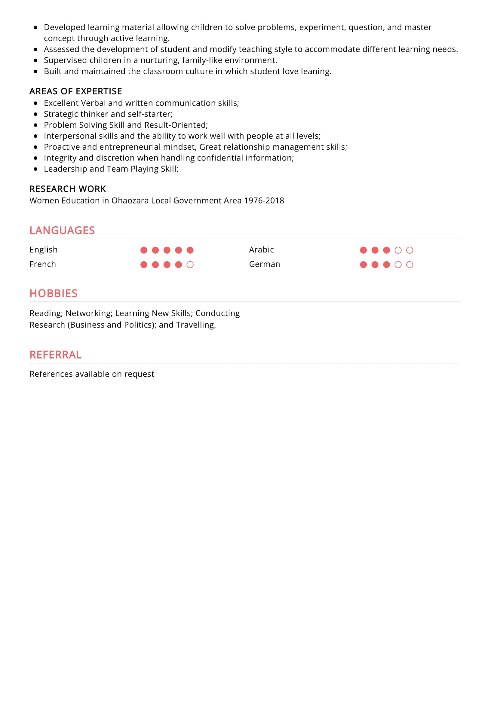 how to make resume for primary teacher