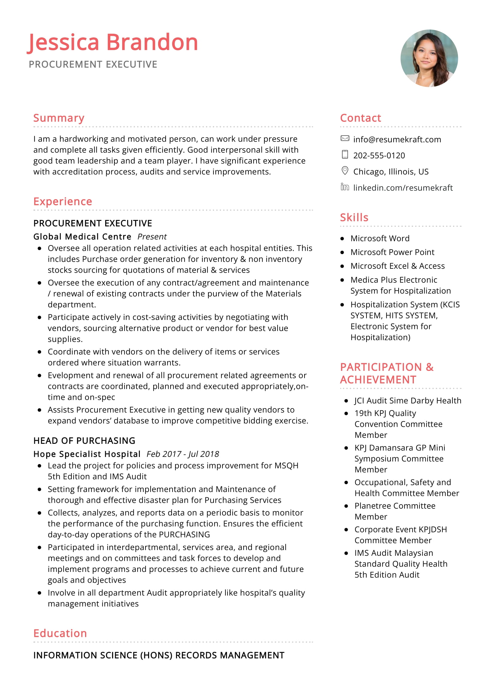 Procurement Officer Cv Summary