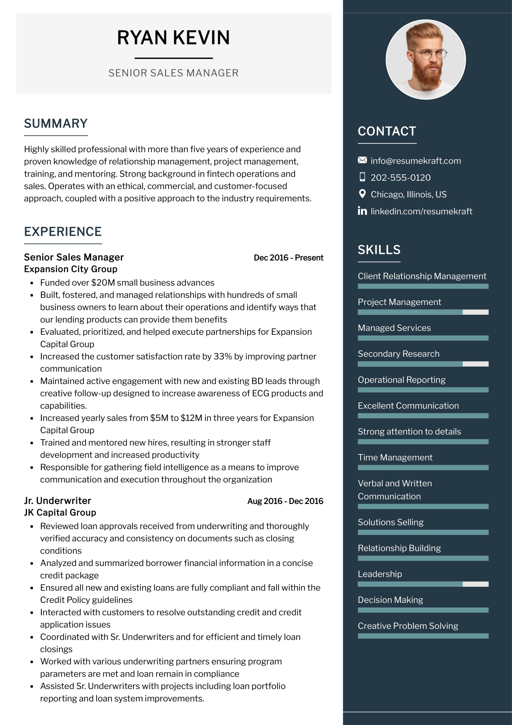 Senior Sales Manager Resume Example in 2025 - ResumeKraft