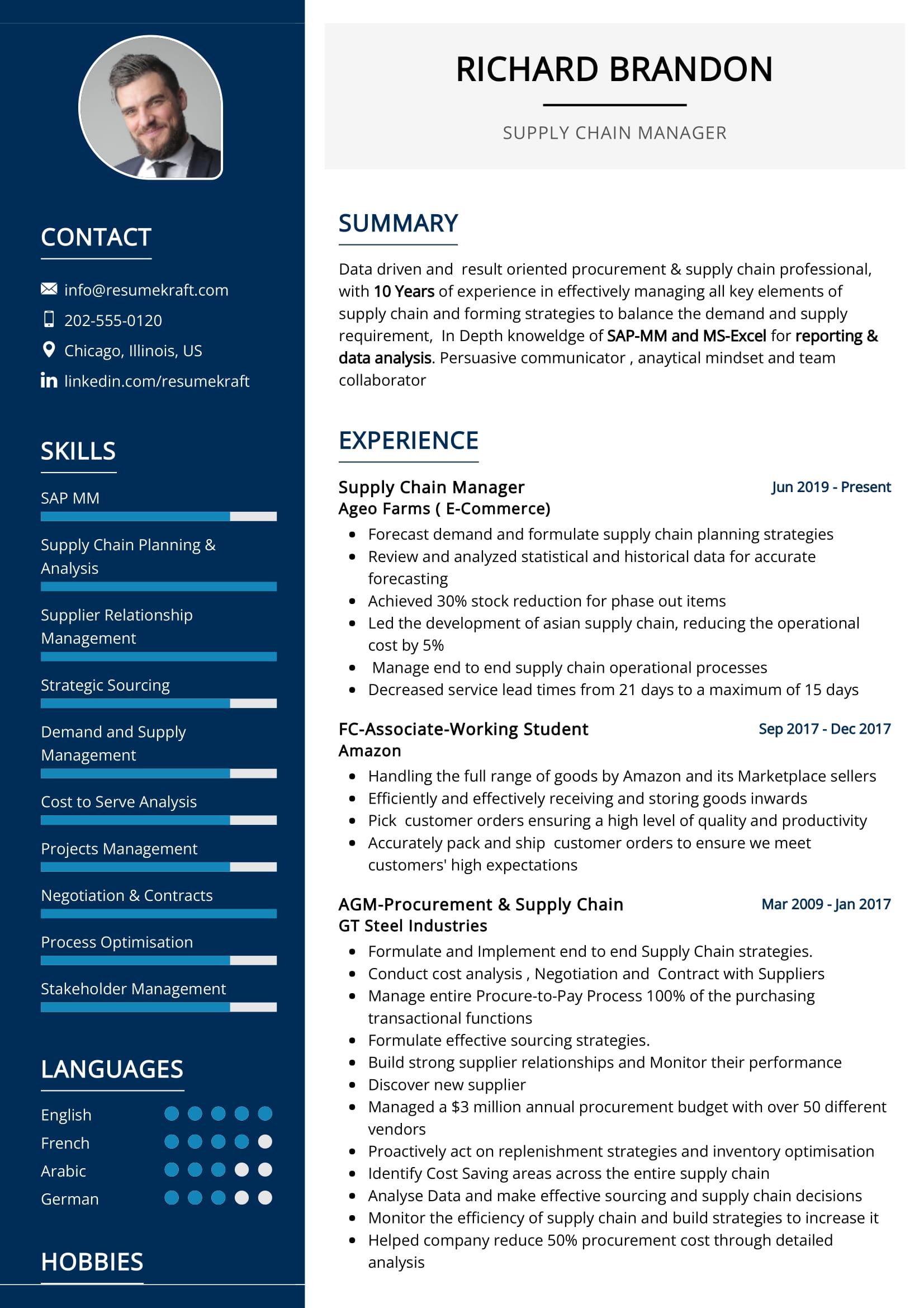 resume summary examples supply chain
