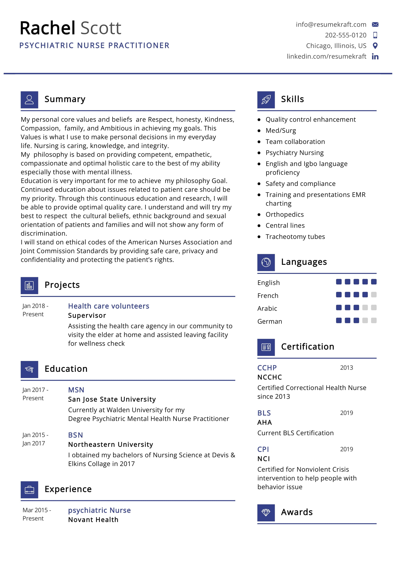 resume examples for psychiatric nurse