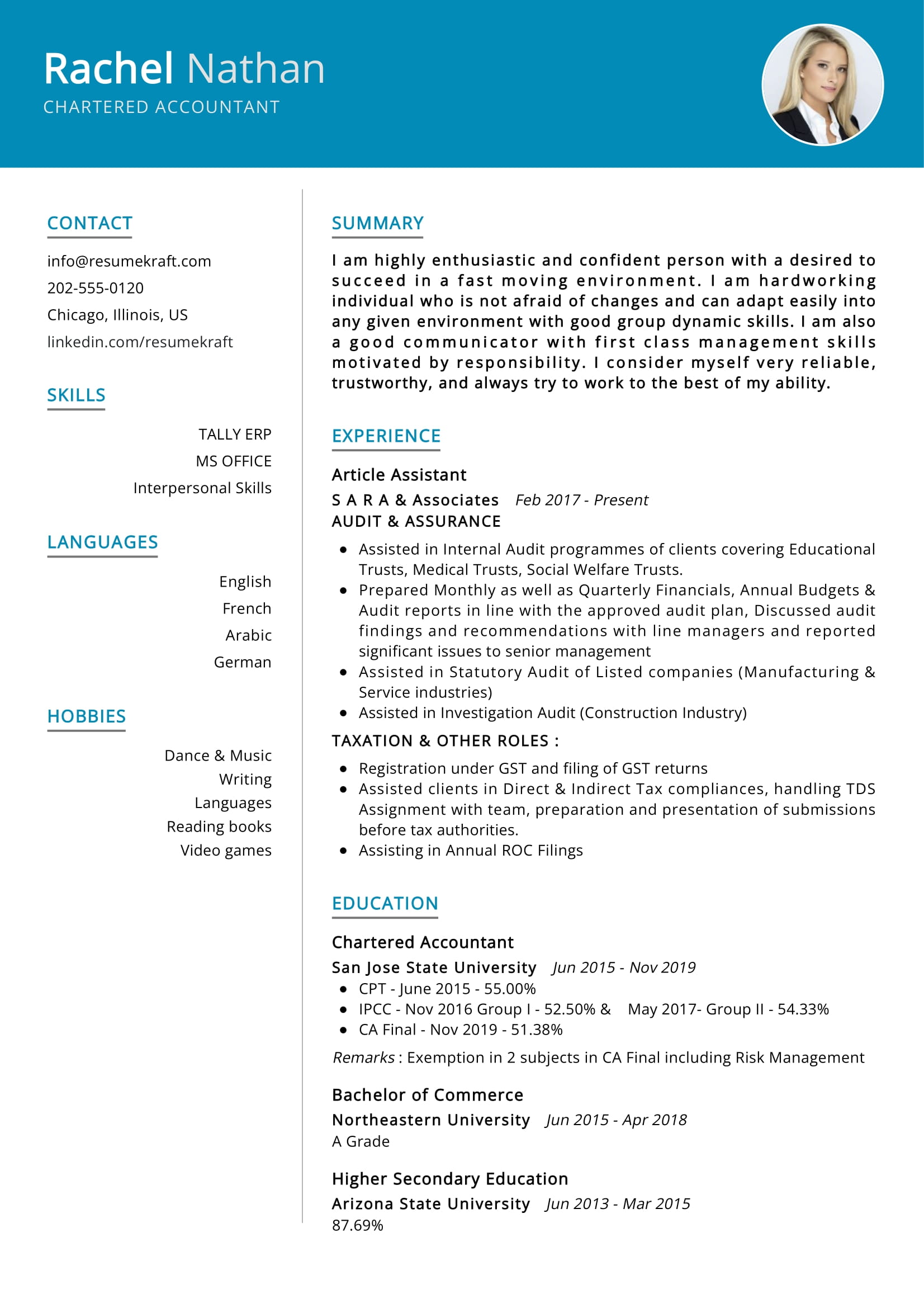 Chartered Accountant Resume Example in 2024 ResumeKraft