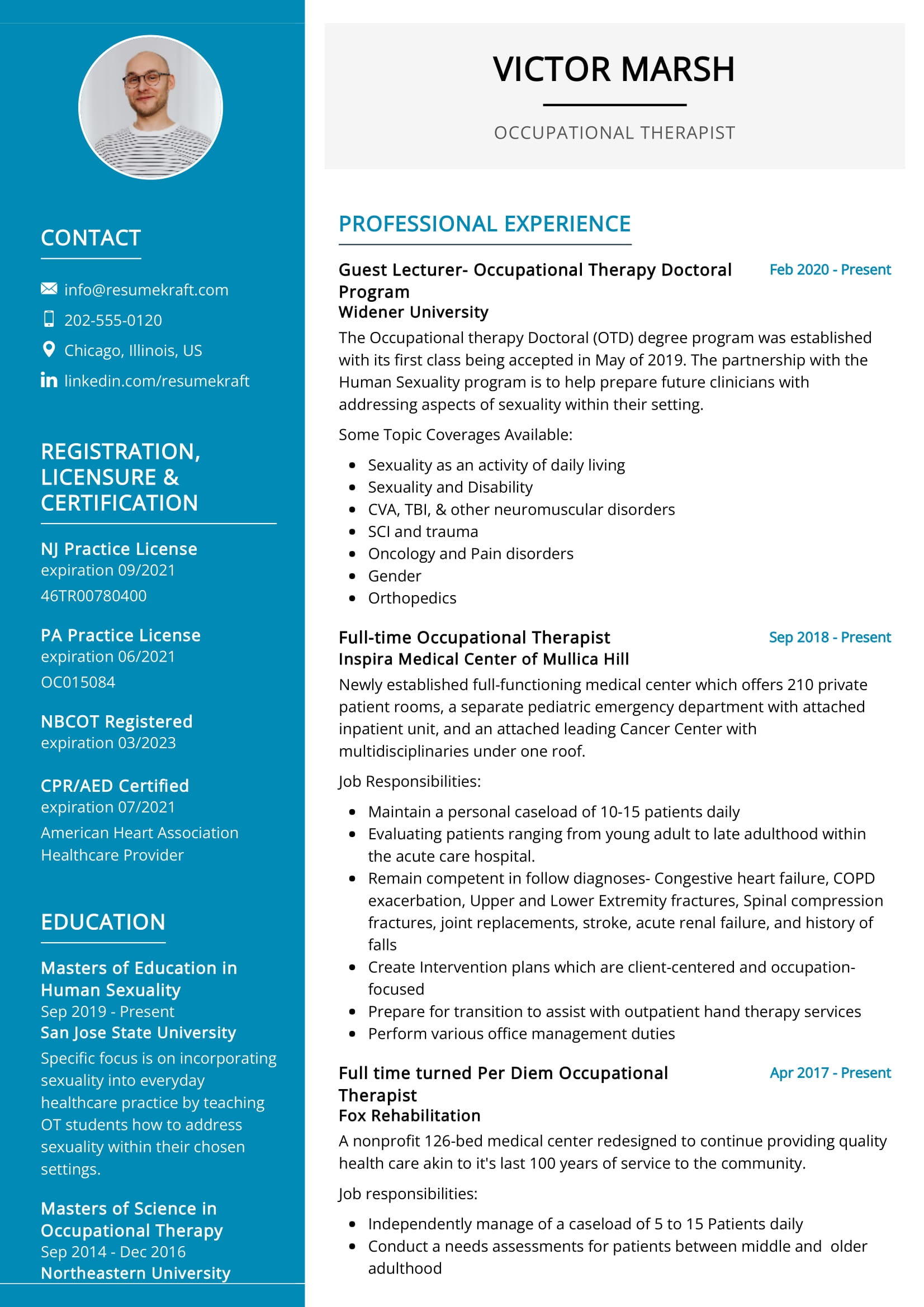 Occupational Therapist Resume Example