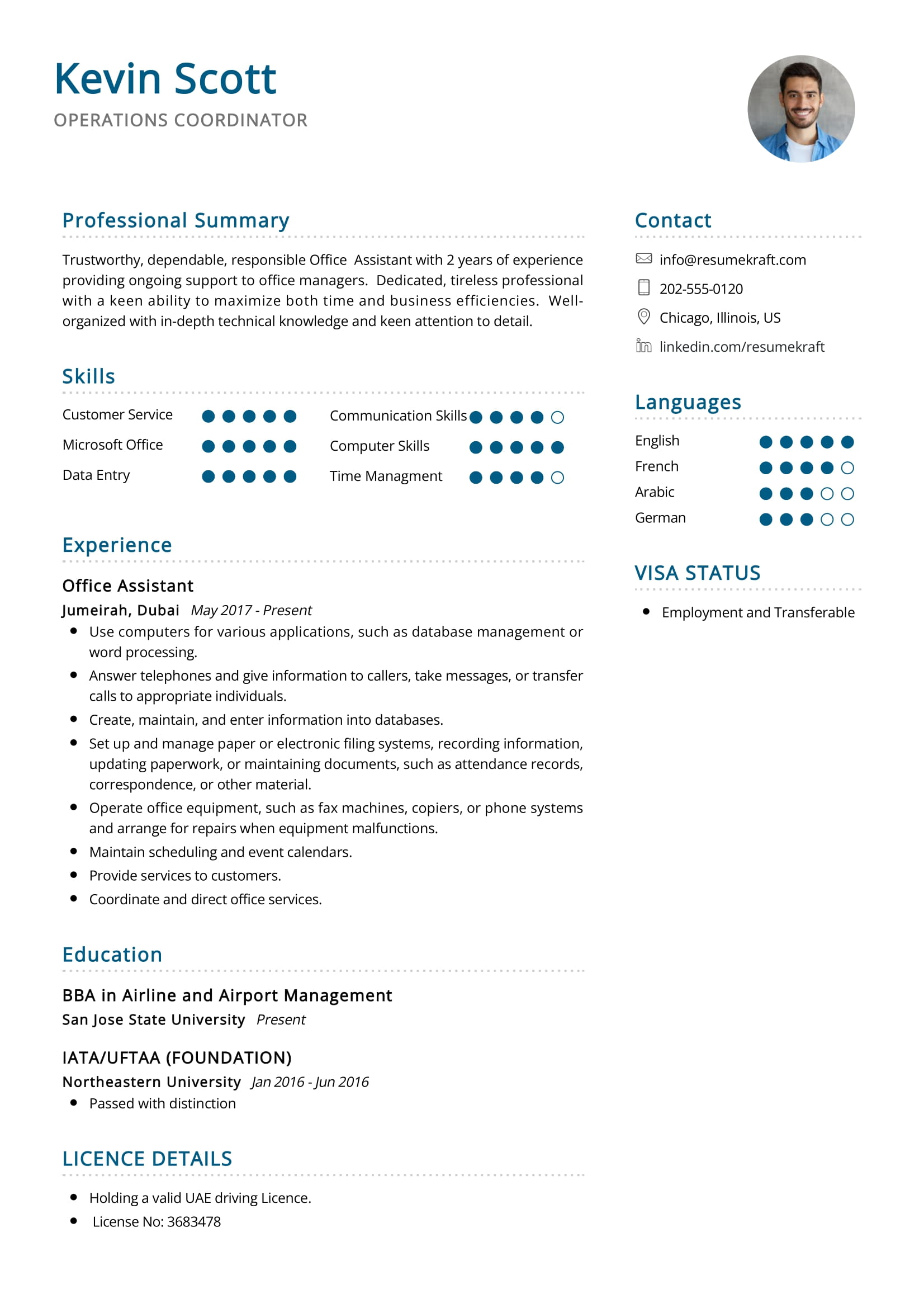 resume objective examples for operations coordinator