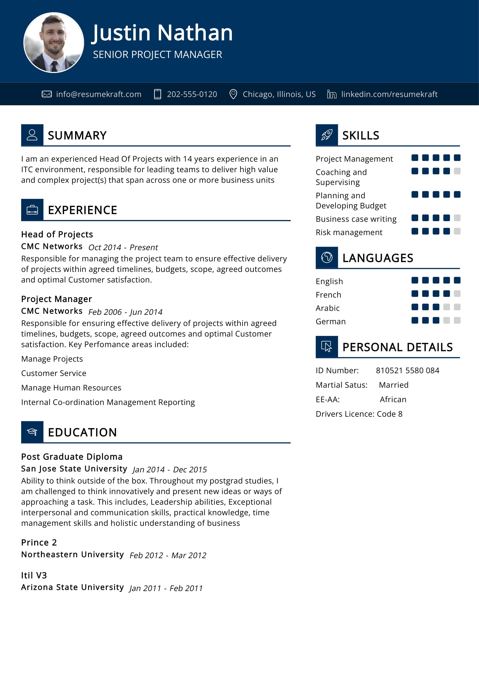 Senior Project Manager Resume Example in 2024 ResumeKraft