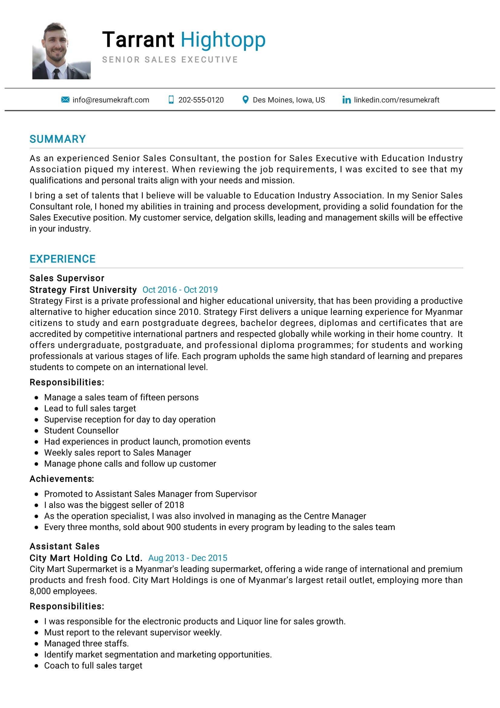 2024 Executive Resume Template Fillable Printable Pdf And Forms   Senior Sales Executive Resume 1 