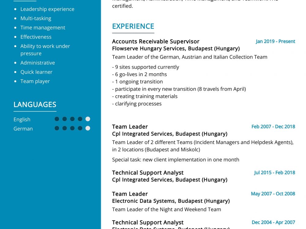 Accounts Receivable Supervisor Resume Example