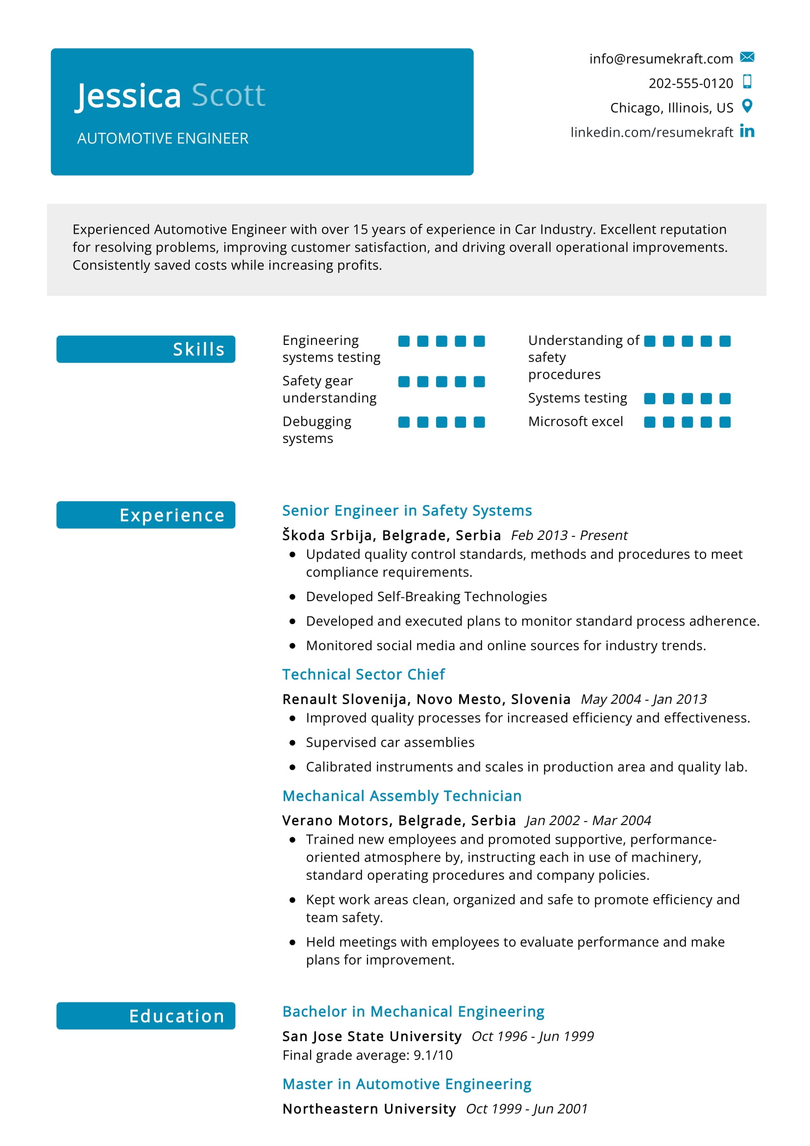 automotive resume writing