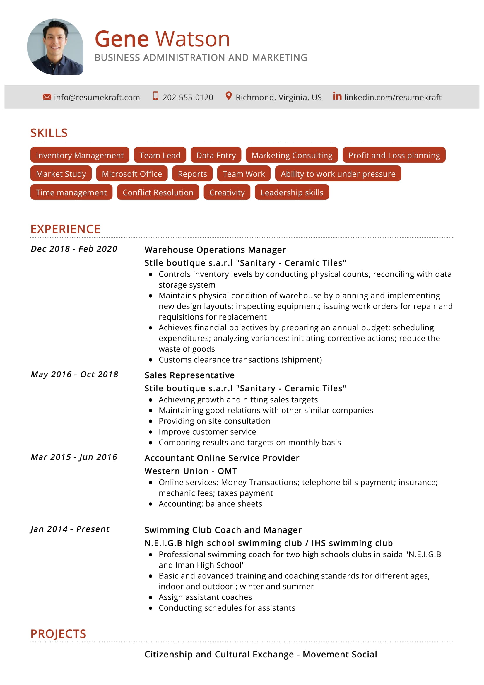 Warehouse Operations Manager Resume Sample