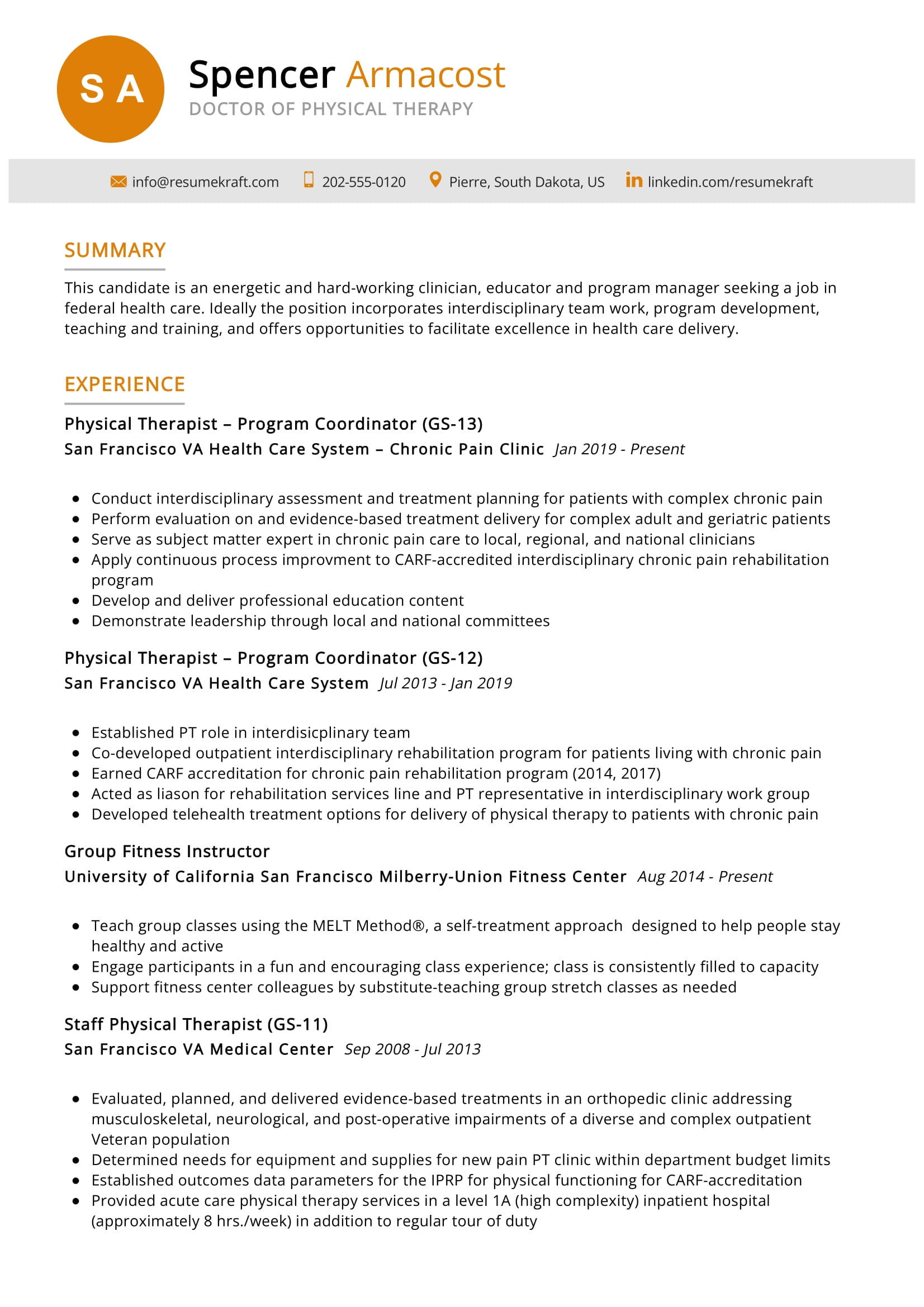 physical skills examples for resume