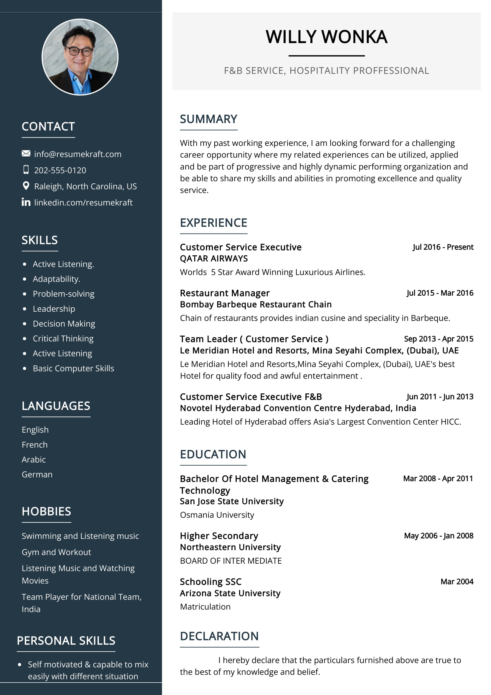 Cv For Hotel Jobs