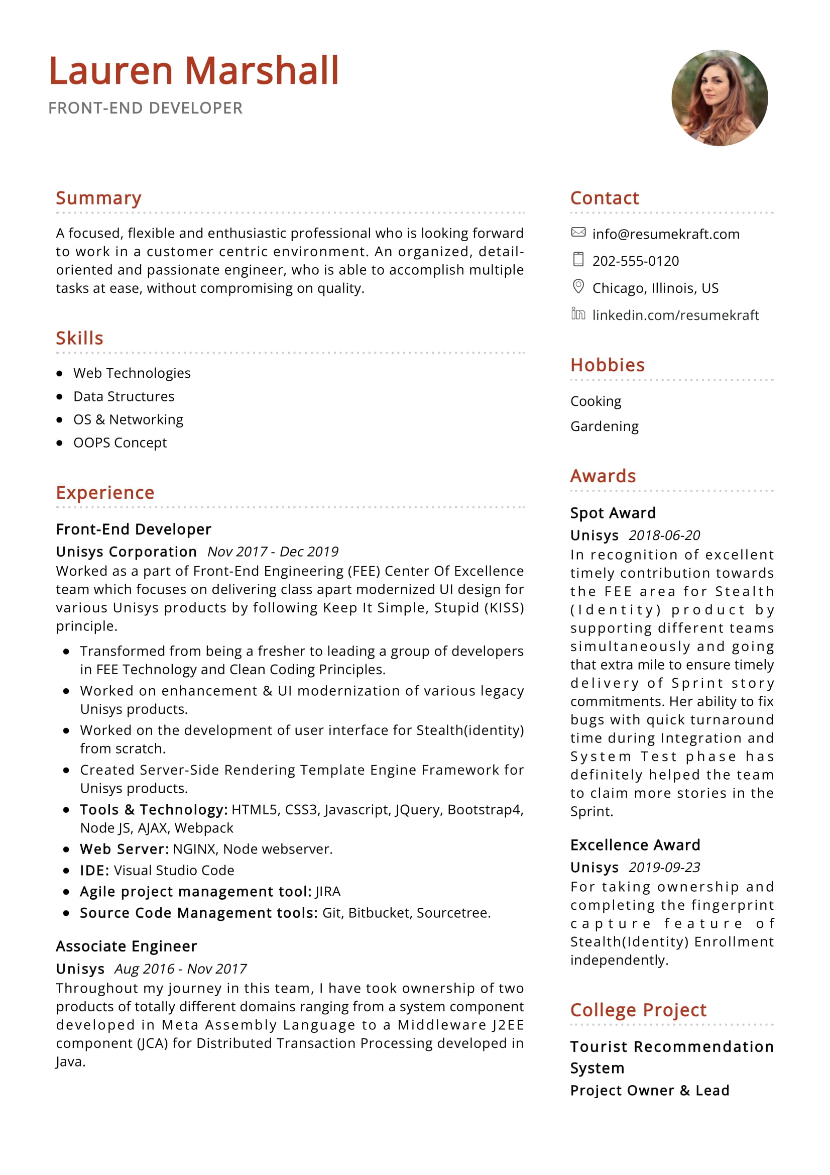 Front End Developer Resume 