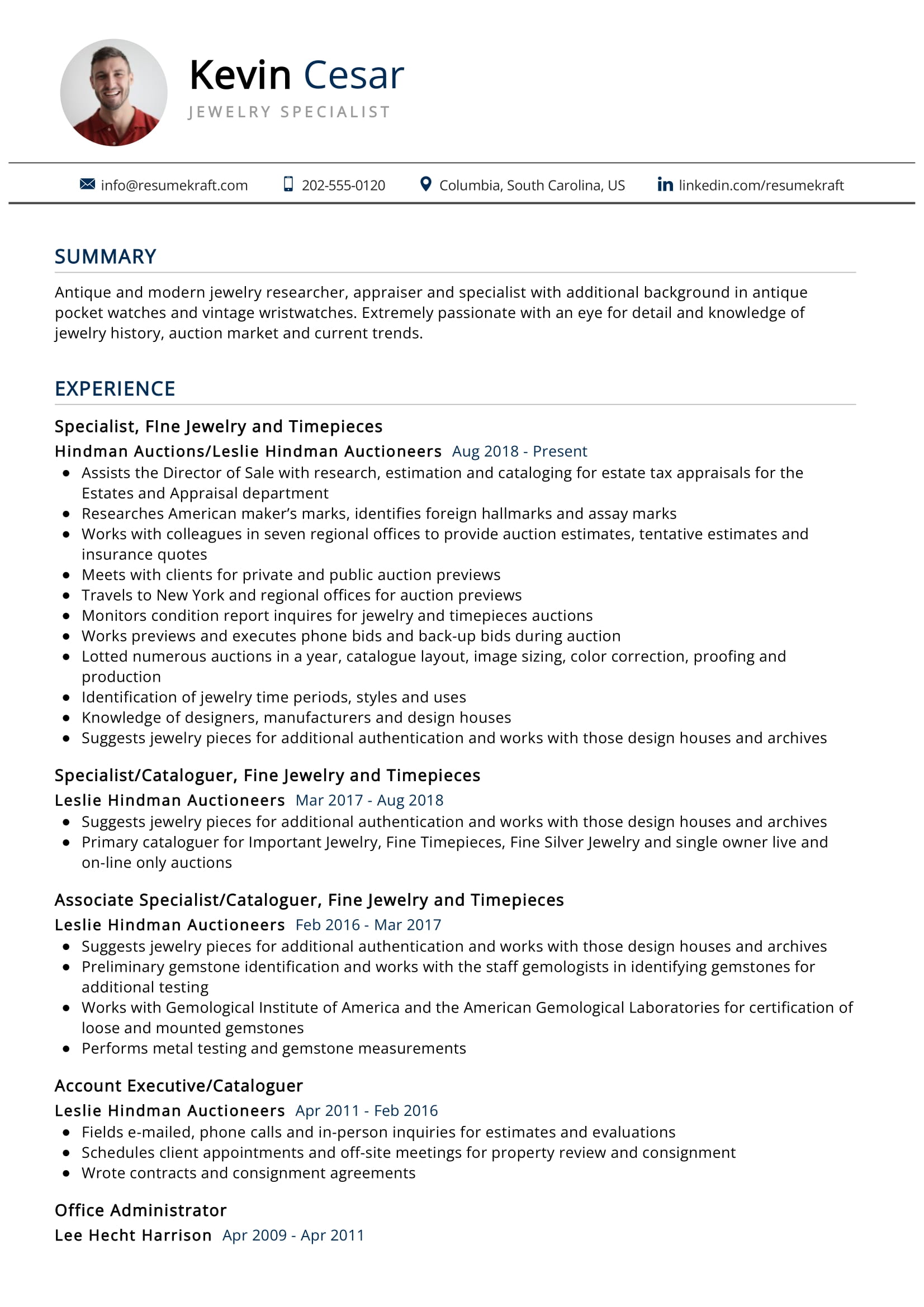 Jewelry Sales Job Description Resume