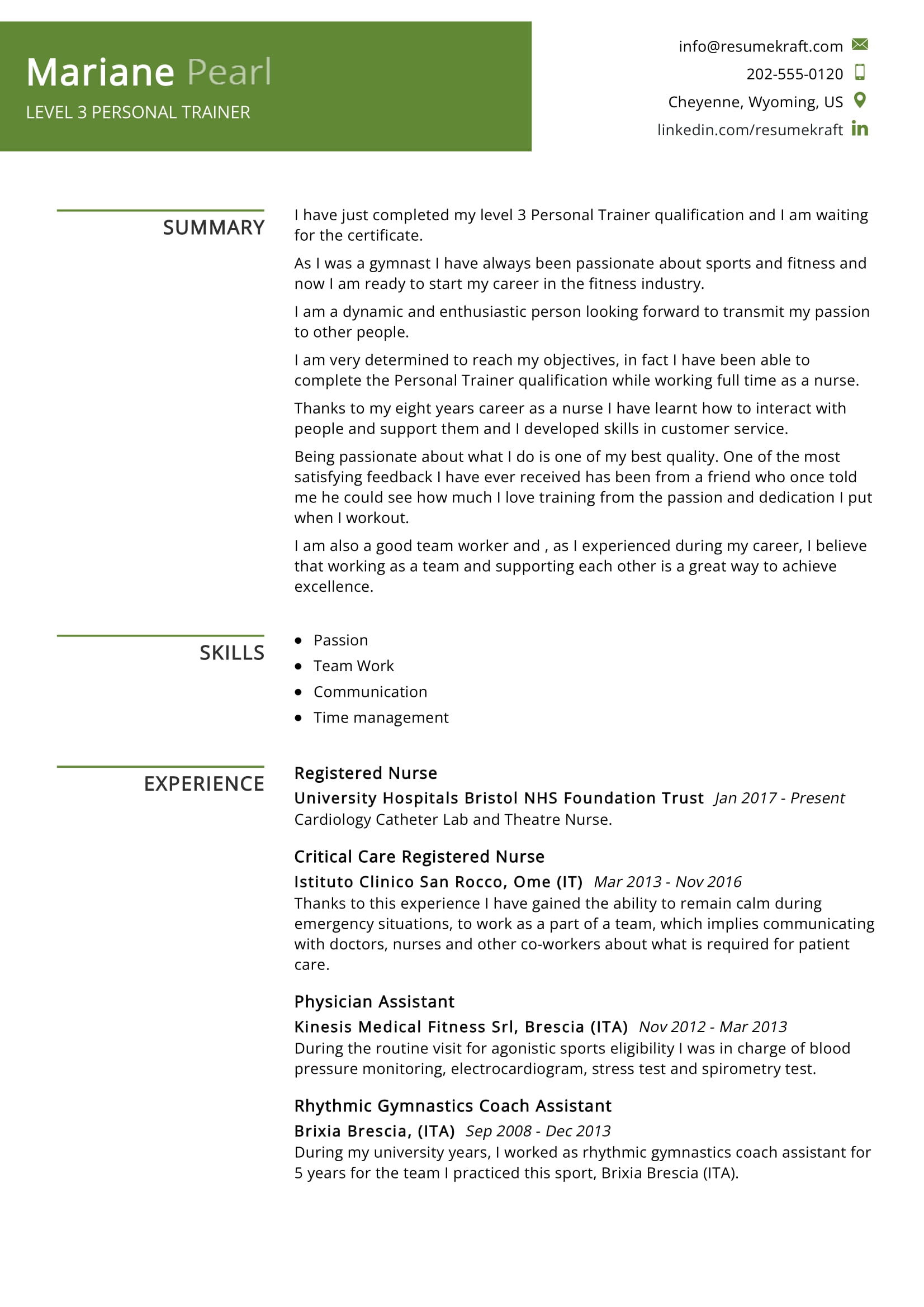 Level 3 Personal Trainer Resume Sample 2023 | Writing Tips - ResumeKraft