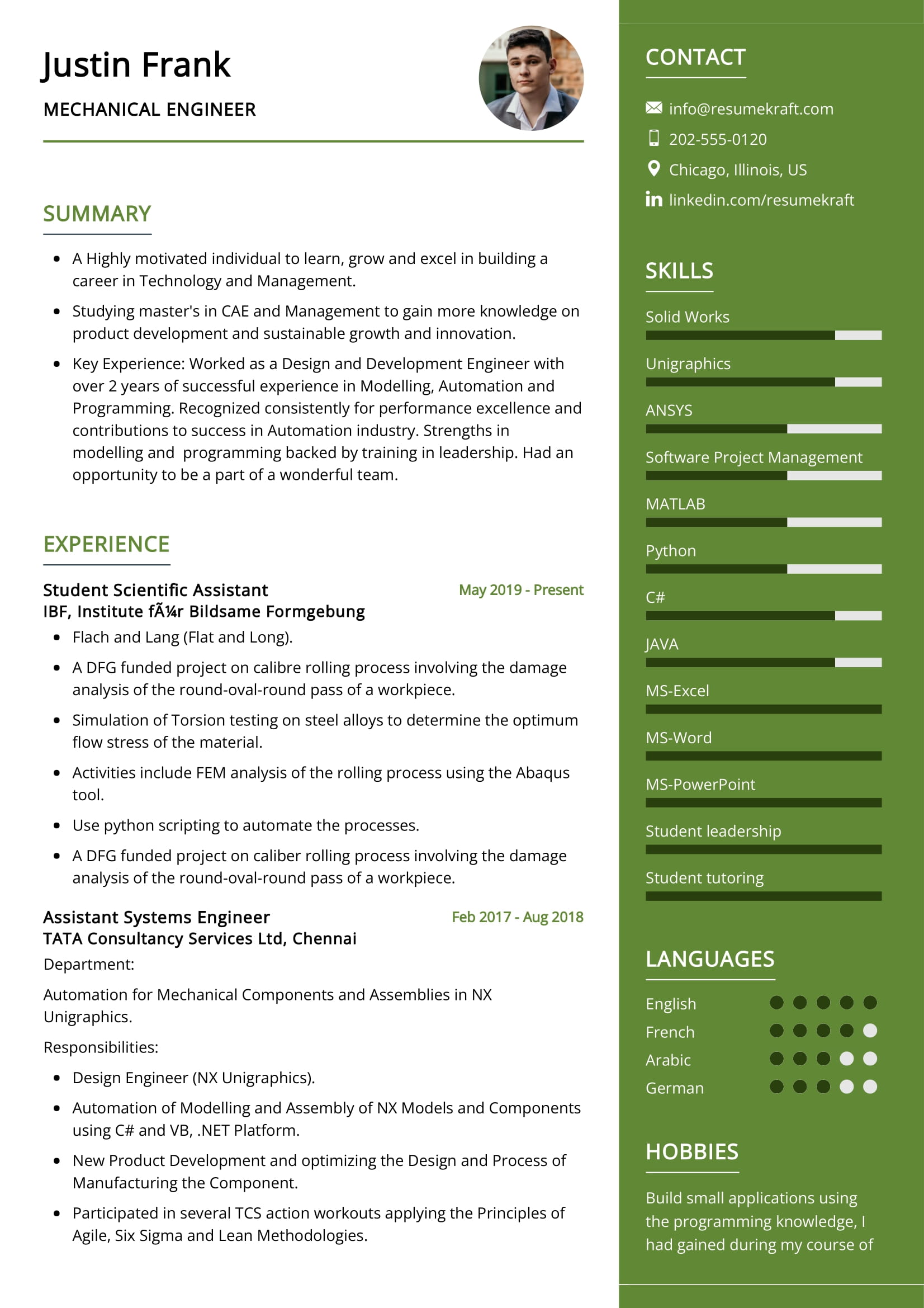 mechanical engineering design resume template