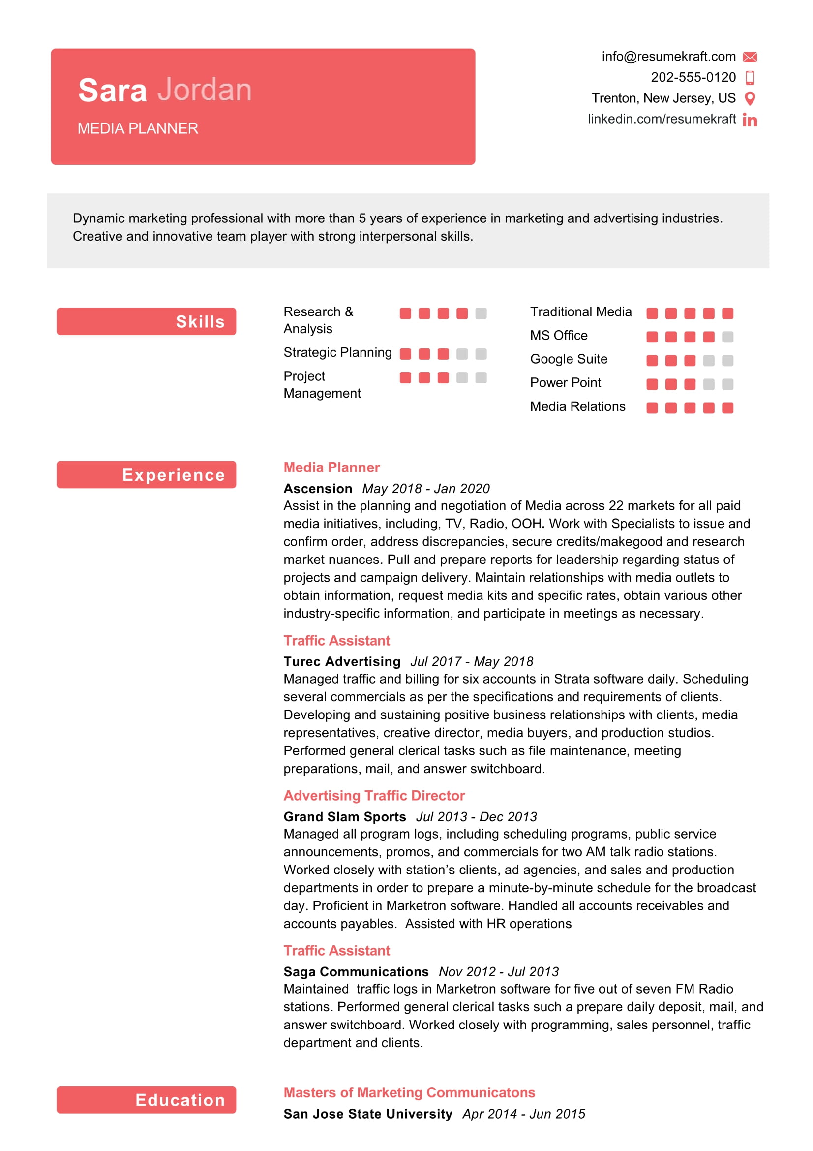 Media Planner Resume Sample In 2024 ResumeKraft