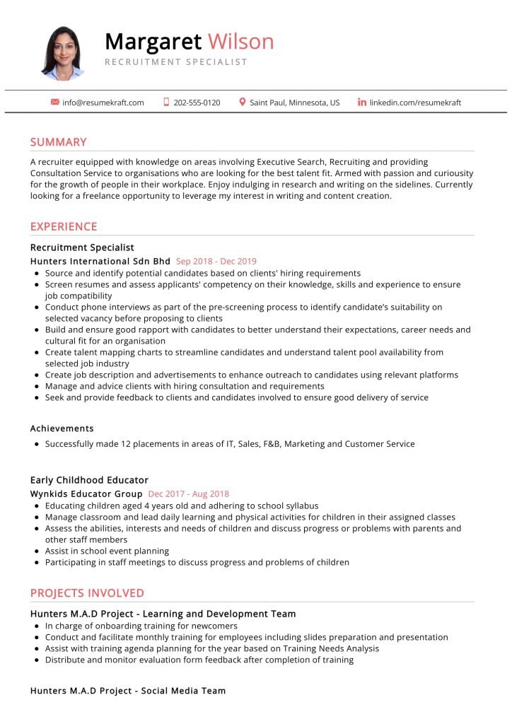 1050+ Professional Resume Samples for 2022 | ResumeKraft