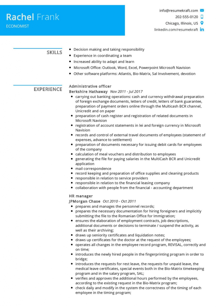 resume economist