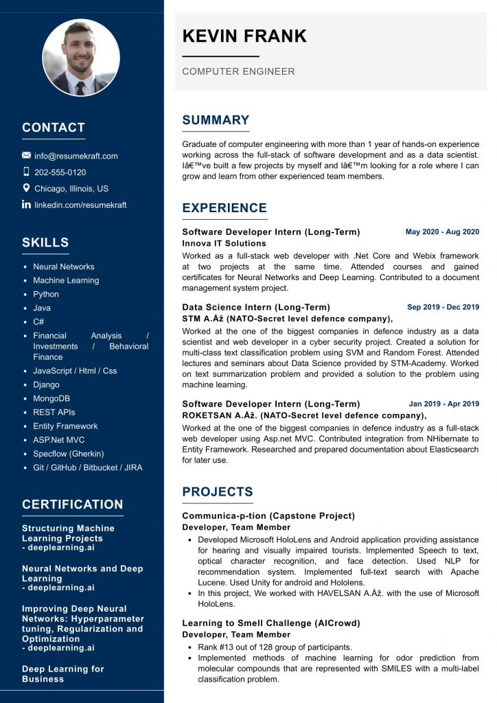 best resume format for computer science engineering students