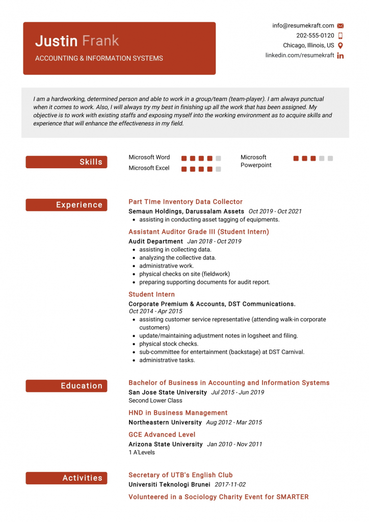 resume examples recent college graduate