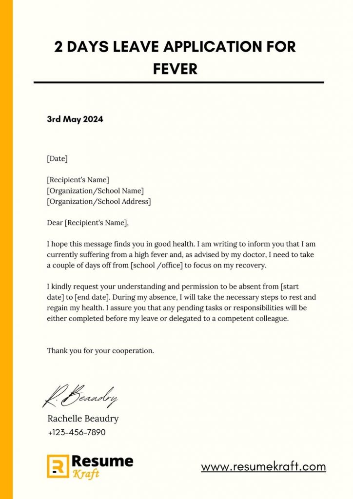 Effective Leave Application For Fever Sample Letters And Tips 2023 