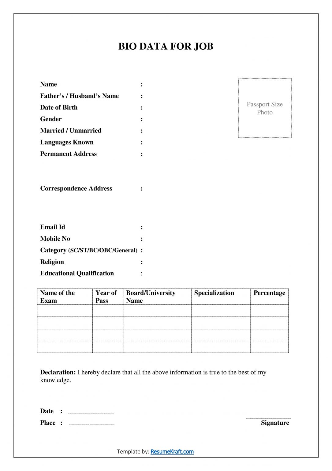 20+ Sample Bio Data Formats for Job PDF & Word Free Download 2024