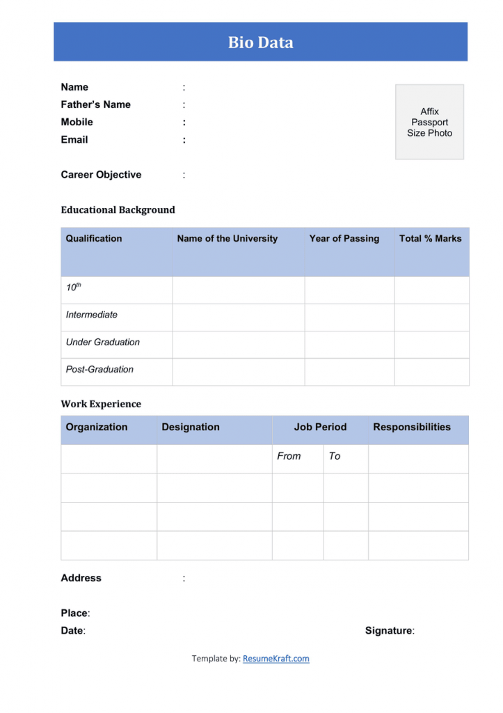 Biodata Application Form