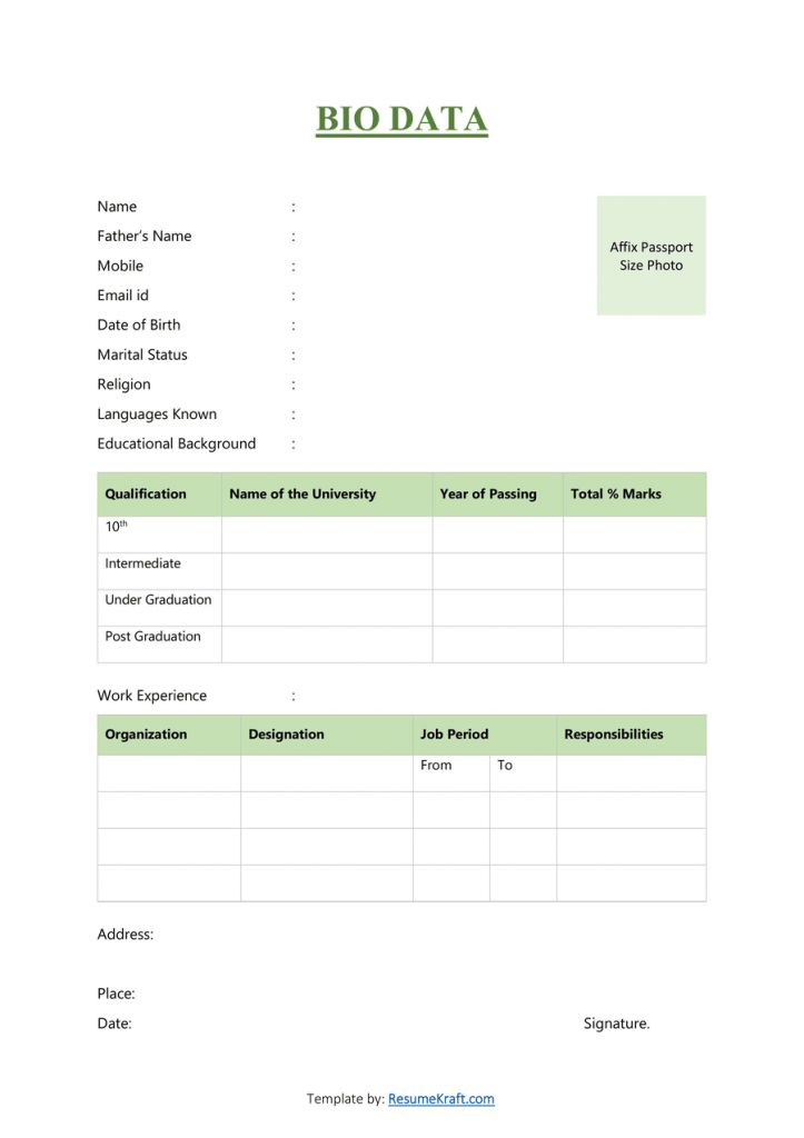 Google Biodata Form Download