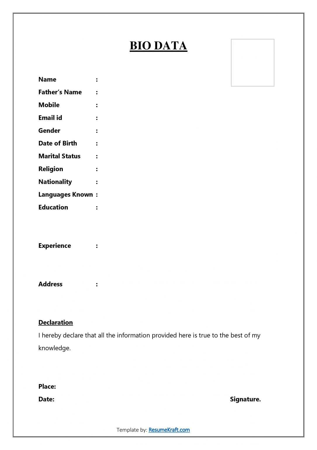 20+ Sample Bio Data Formats for Job PDF & Word Free Download 2024