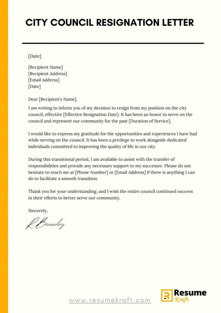 City Council Resignation Letter With Samples 2023 ResumeKraft