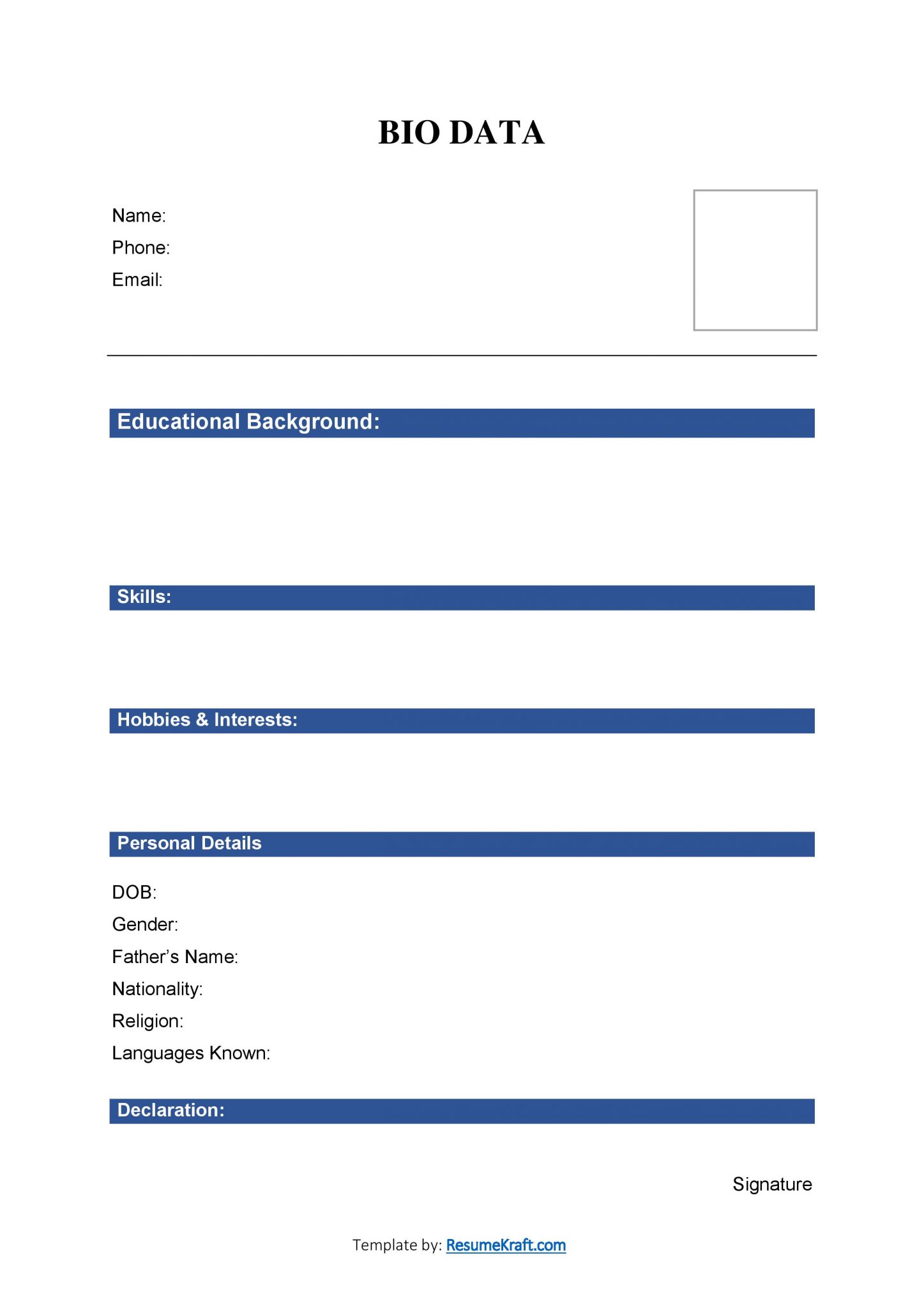 20 Sample Bio Data Formats For Job Pdf And Word Free Download 2024 9777