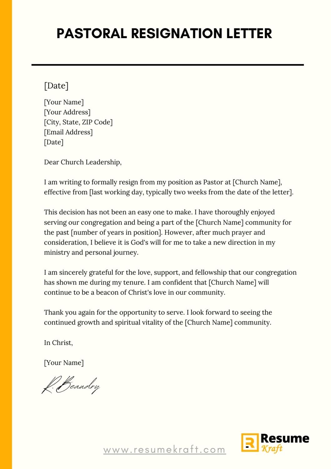 How to Write a Pastoral Resignation Letter (With Samples) 2023 ...