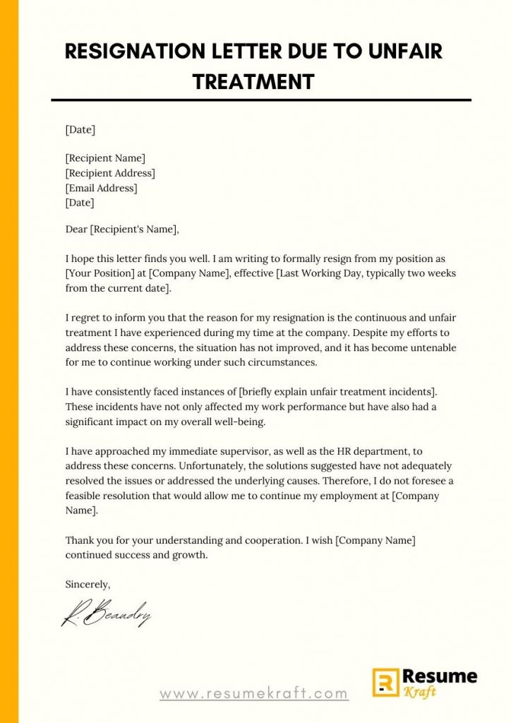 polite resignation letter template