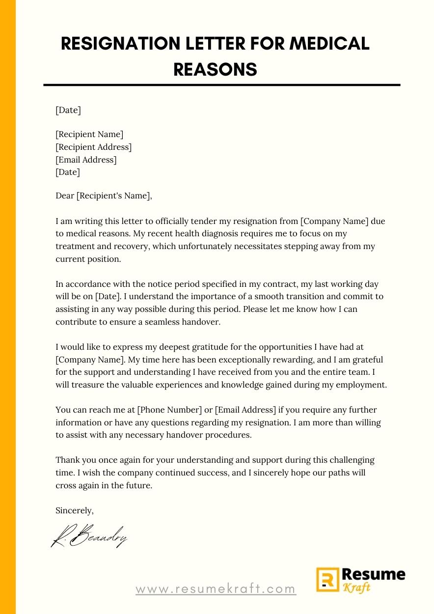 How To Write A Resignation Letter For Medical Reasons With Samples   Resignation Letter For Medical Reasons 