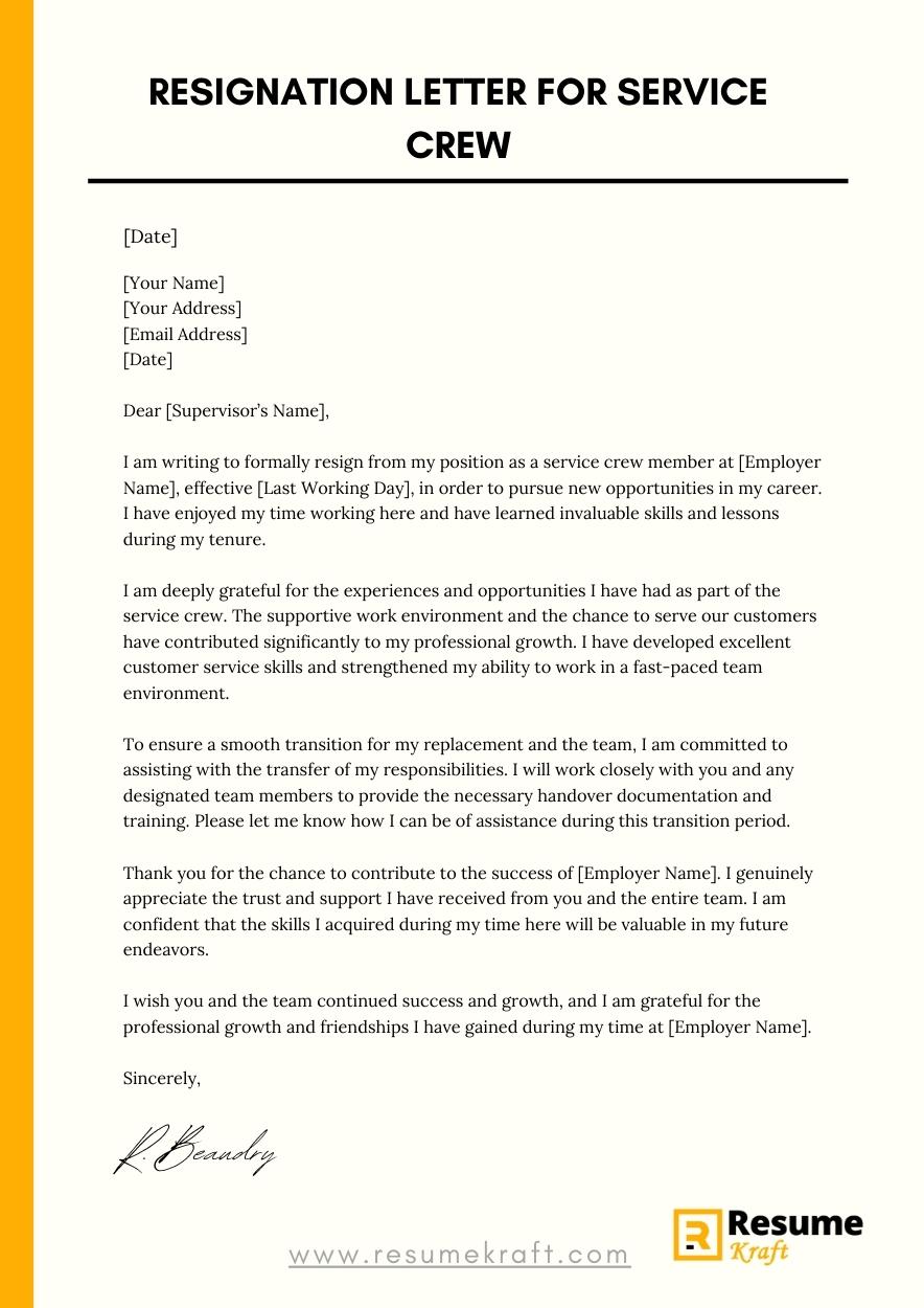 Resignation Letters In 2025 ResumeKraft