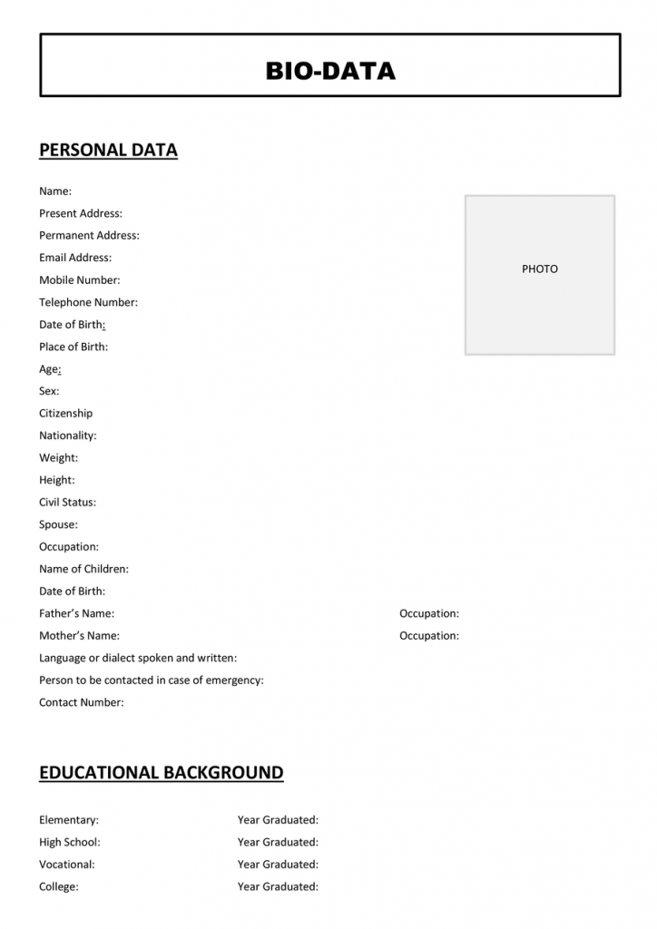 Student Biodata Form - Free Download (Word Doc & PDF)