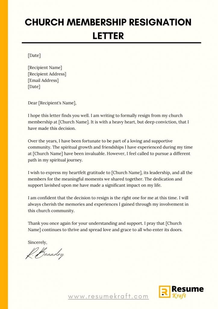 How To Write a Church Membership Resignation Letter (With Samples) 2023 ...