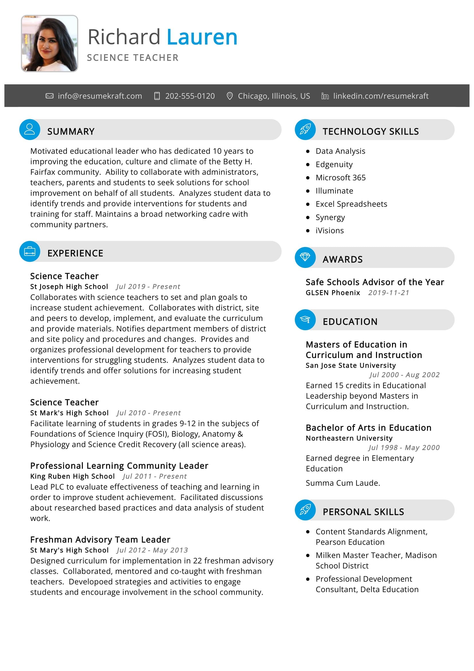 Teacher Resume Format A Guide for Fresher and Experienced Teachers