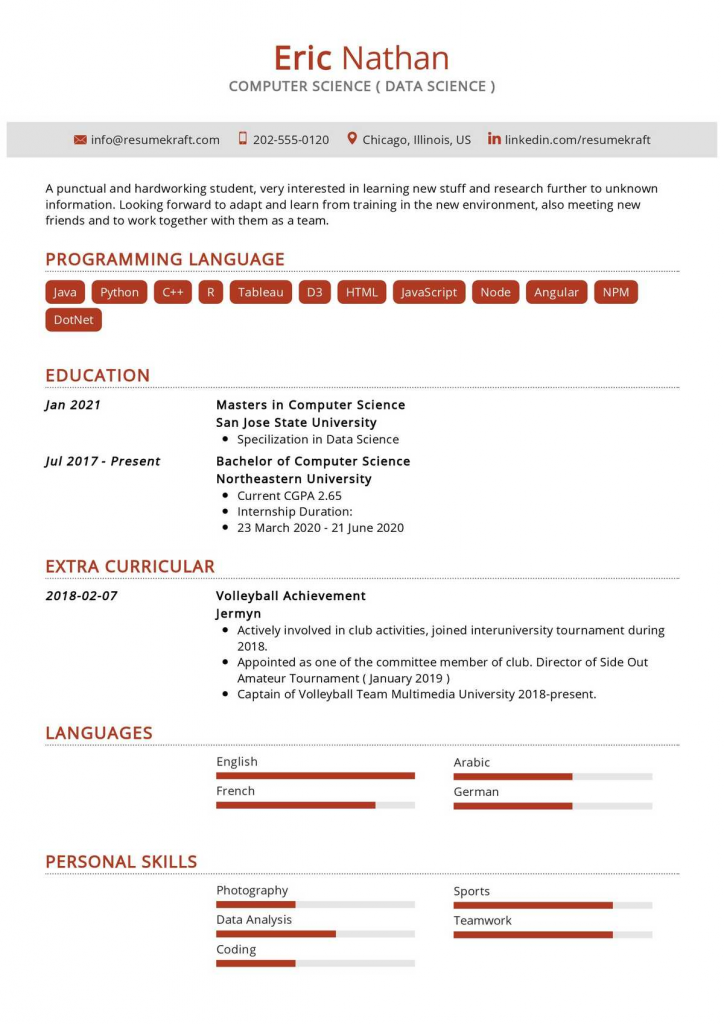 resume format mca freshers free download