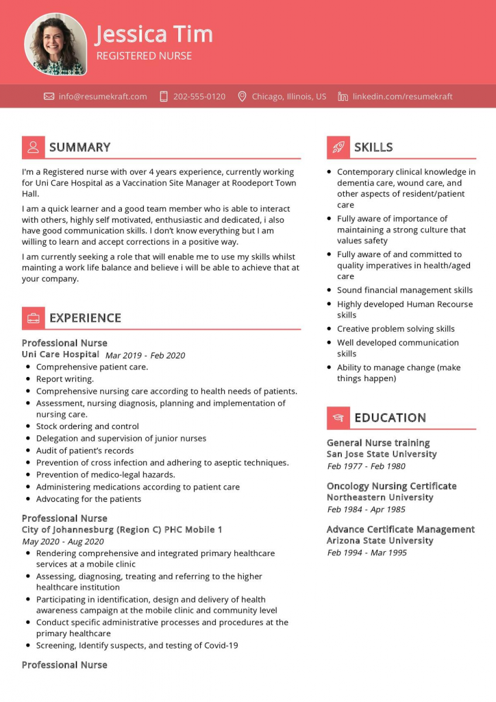 resume for nursing job fresher