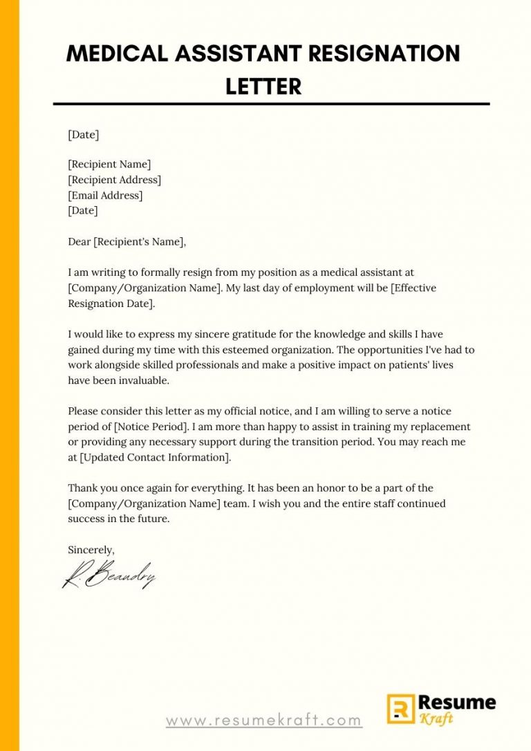 Medical Resignation Letter Template