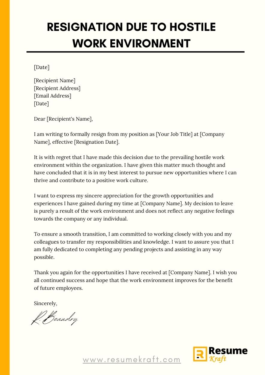  How To Write A Resignation Letter For Toxic Work Environment Free 