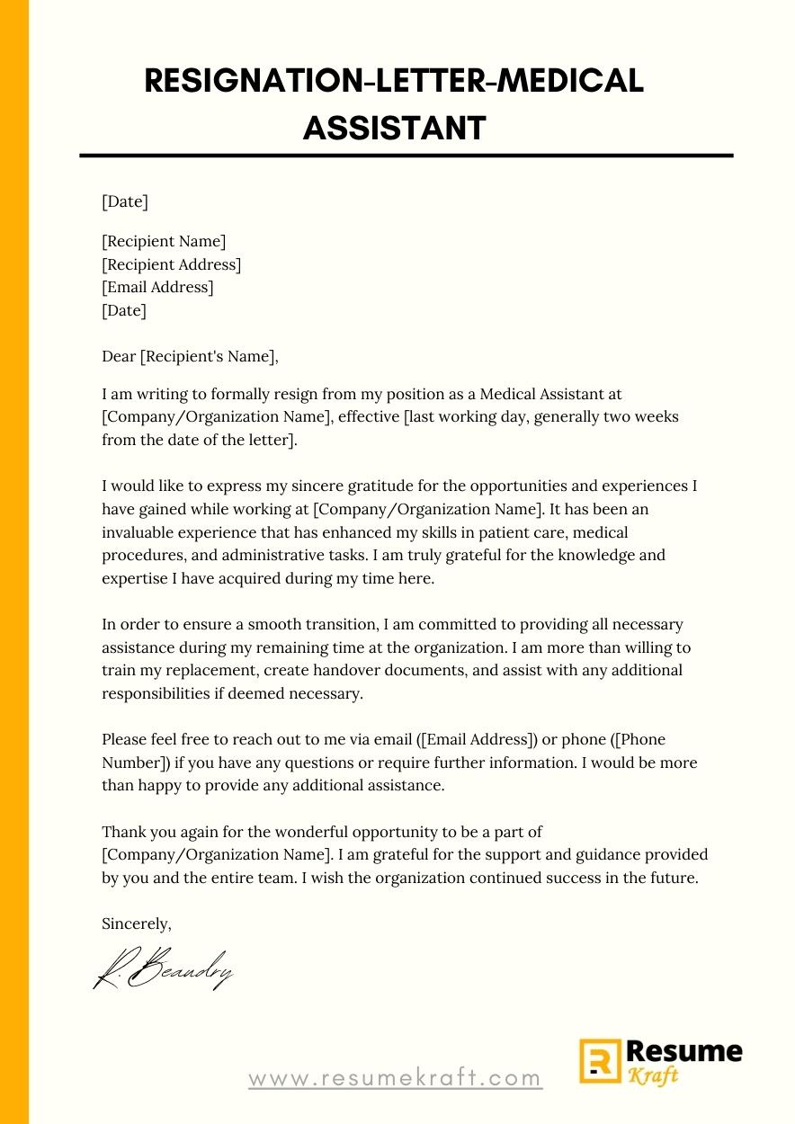 Resignation Letter For A Medical Assistant With Samples 2023 