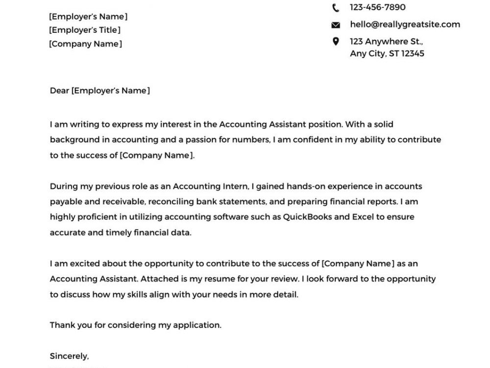 Accounting Assistant Cover Letter