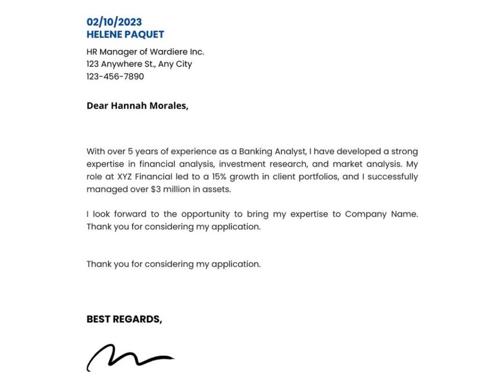 Banking Analyst Cover-Letter