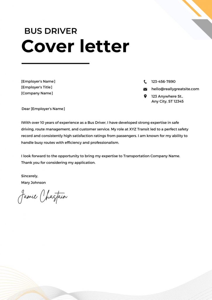 cover letter for ttc bus driver