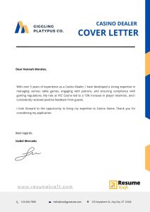 cover letter for job application casino dealer